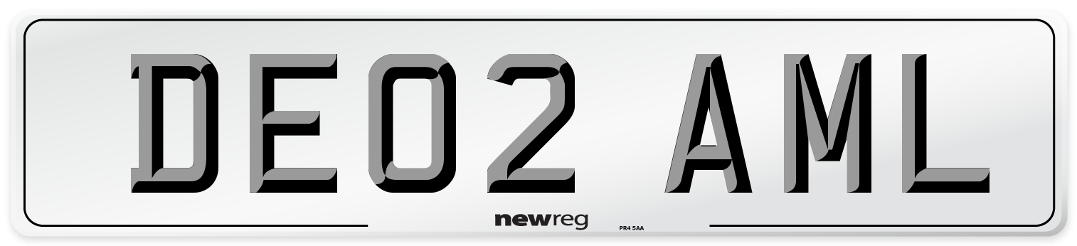 DE02 AML Number Plate from New Reg